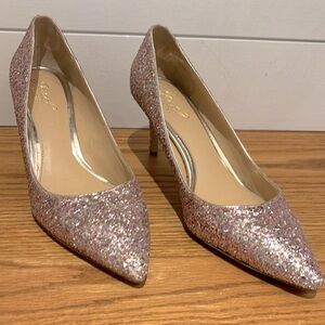 Jewel Badgley Mischka Pink Glitter Sparkly Heels